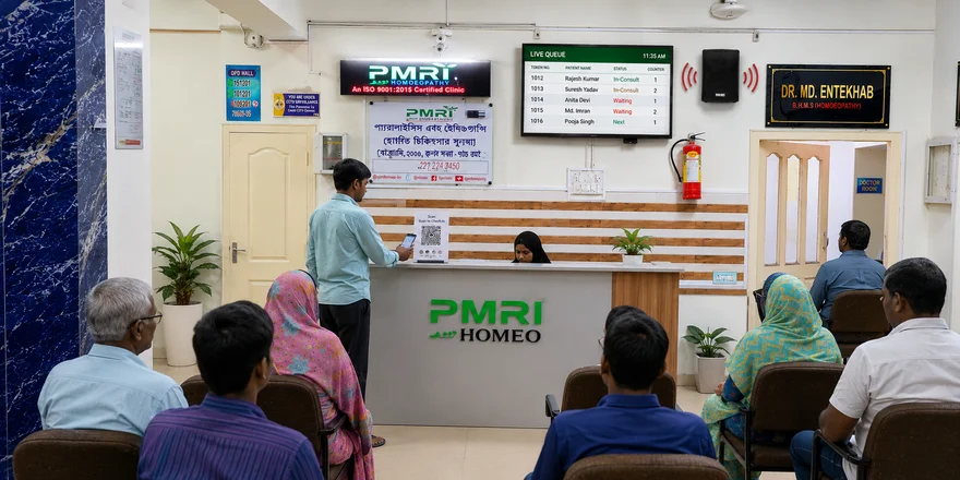 After: live queue board & digital registration at PMRI